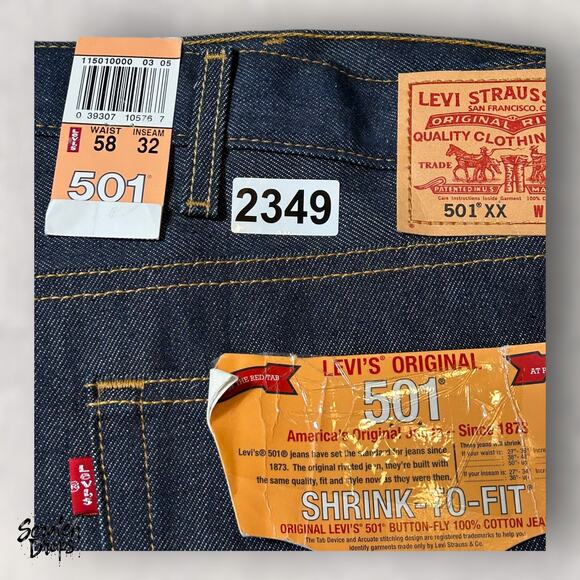 Vintage Levi’s 501xx Shrink-to-Fit Jeans Made In USA W58 L32 501 Deadstock NWT - Picture 8 of 8